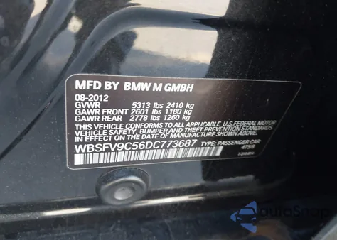 2013 BMW M5 from USA, damaged, VIN WBSFV9C56DC773687